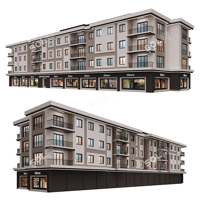 Modern Residential Building 29: Detailed 3D Model 3D model image 2