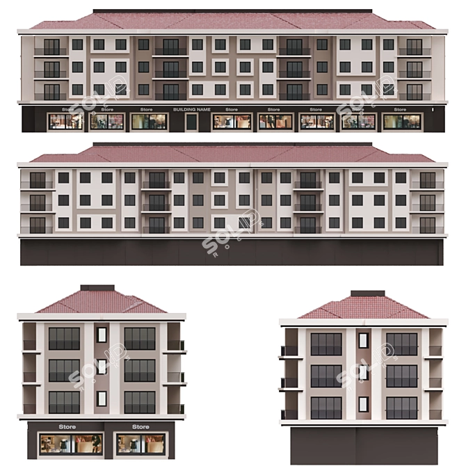 Modern Residential Building 29: Detailed 3D Model 3D model image 3