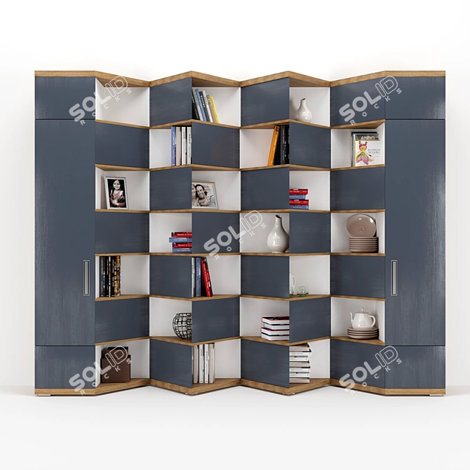 Custom Corner Bookcase | 3400x500x2695mm 3D model image 3