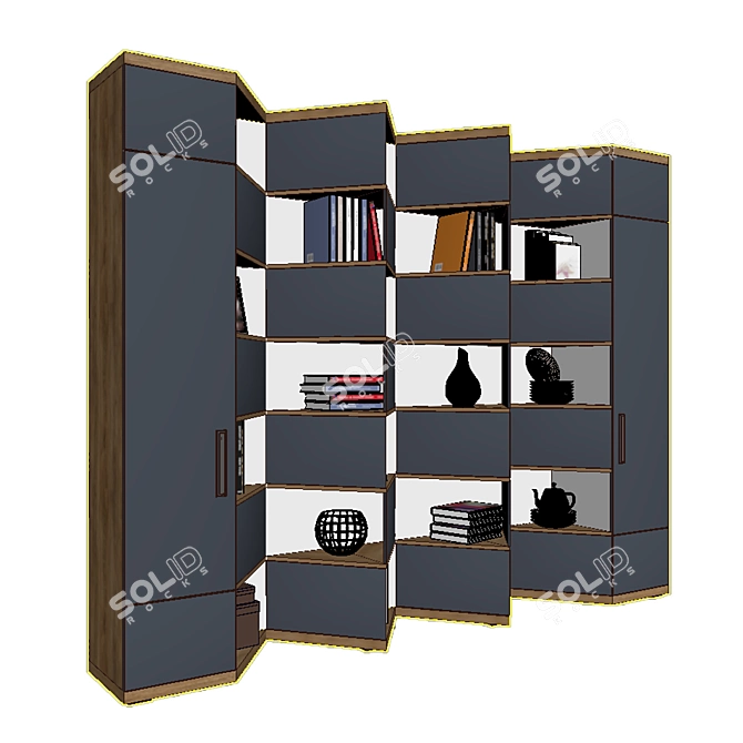 Custom Corner Bookcase | 3400x500x2695mm 3D model image 4