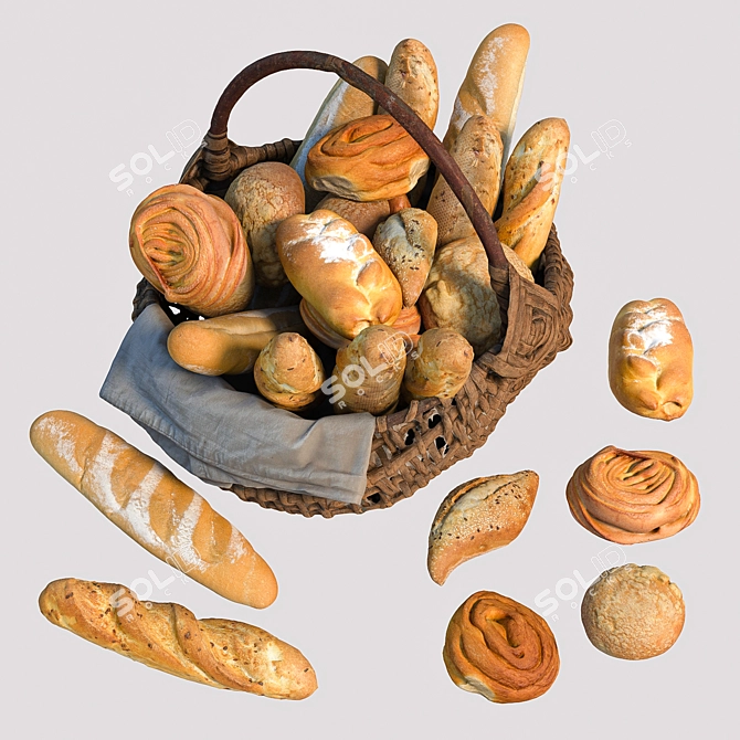 Delicious Bread Assortment 3D model image 3