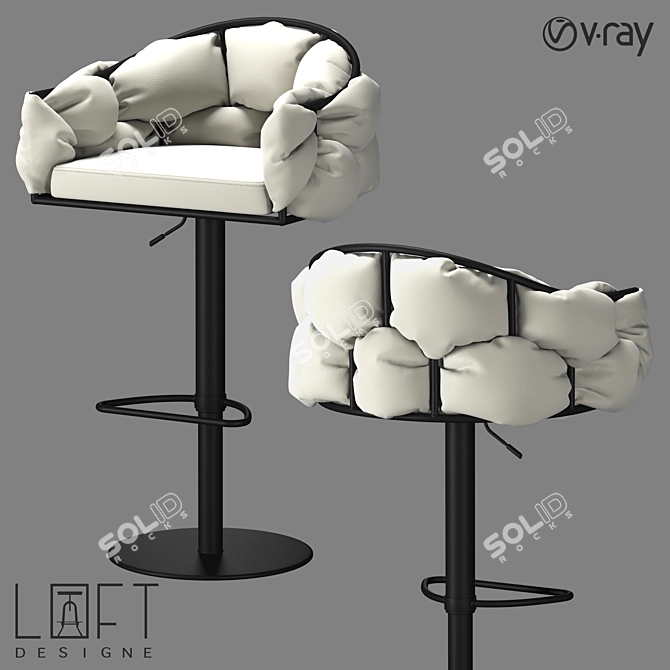 Modern Metal and Eco-Leather Bar Stool 3D model image 1