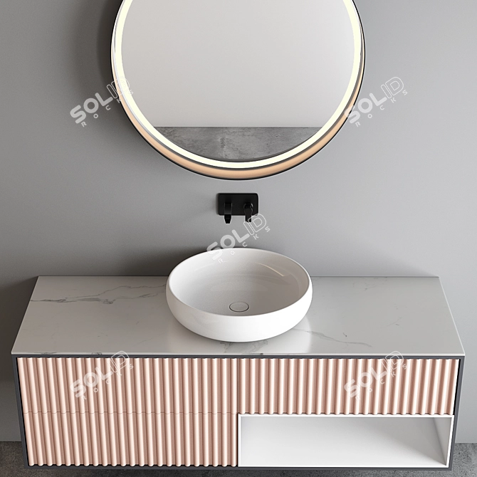 Sleek Bathroom Cabinet Set 3D model image 3