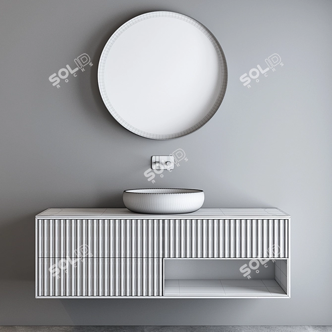 Sleek Bathroom Cabinet Set 3D model image 4