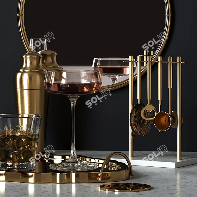 Mirrored Drink Set 3D model image 2