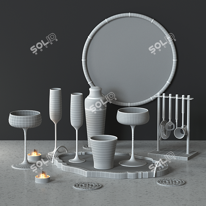 Mirrored Drink Set 3D model image 4
