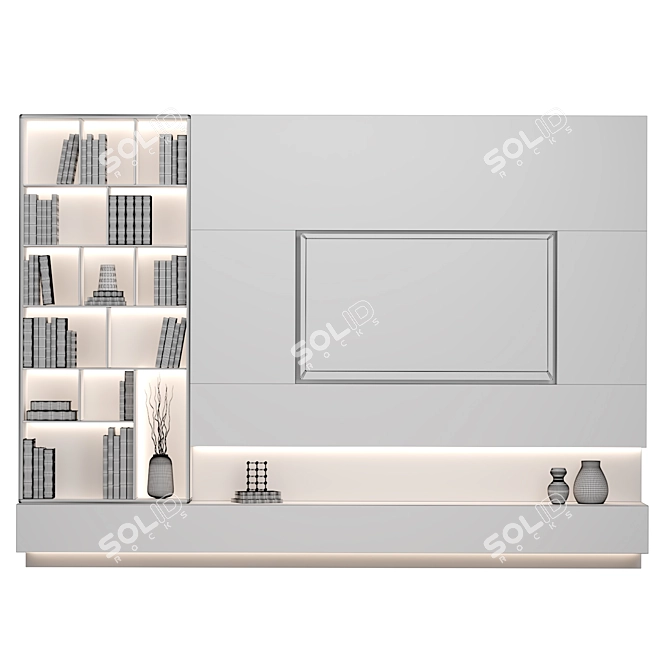 Modular TV Wall Unit with Adjustable Size 3D model image 4