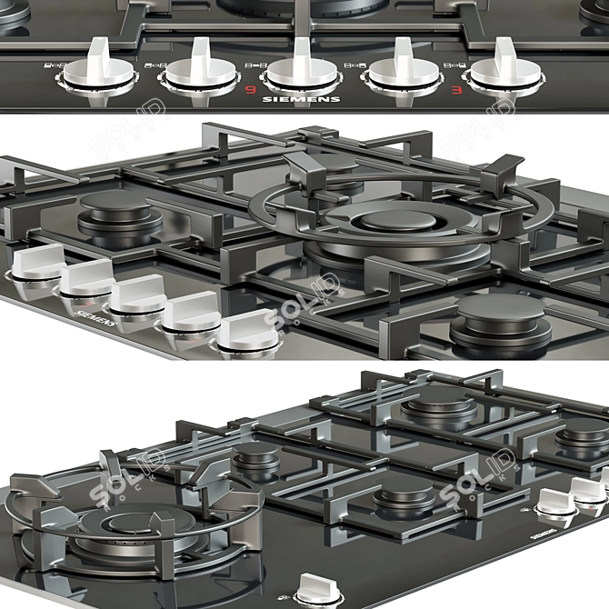 Siemens iQ700 Gas Hobs: Sleek & Efficient 3D model image 2