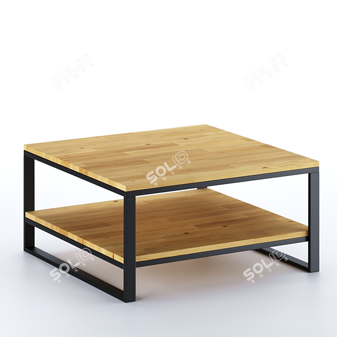 Hiba Square Oak Coffee Table 3D model image 1