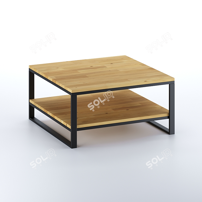 Hiba Square Oak Coffee Table 3D model image 2
