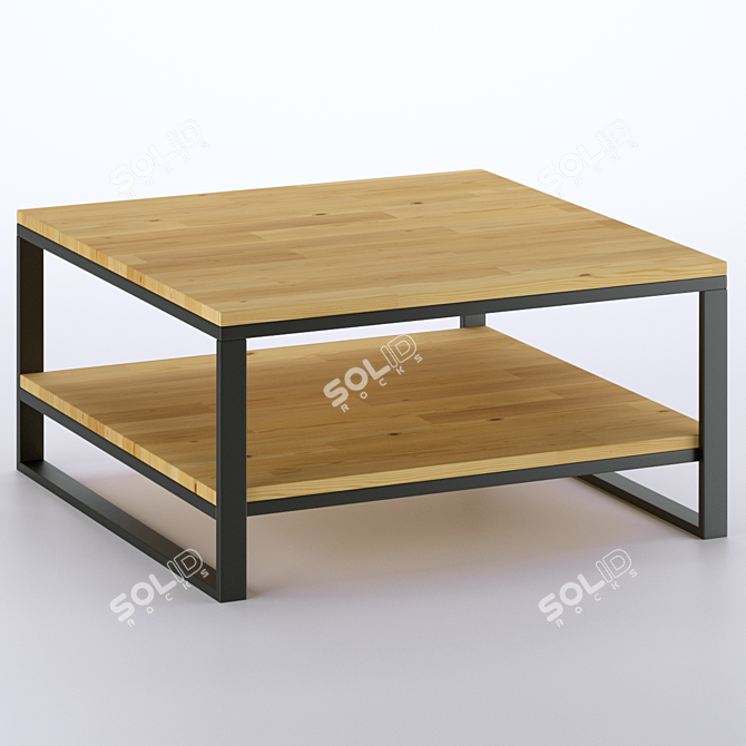 Hiba Square Oak Coffee Table 3D model image 3