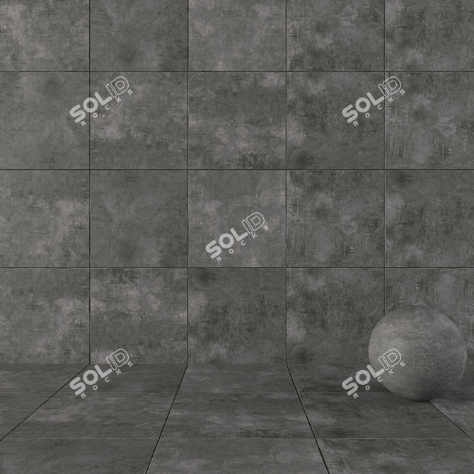 Urban Chic: ARES Black Concrete Wall Tiles 3D model image 1