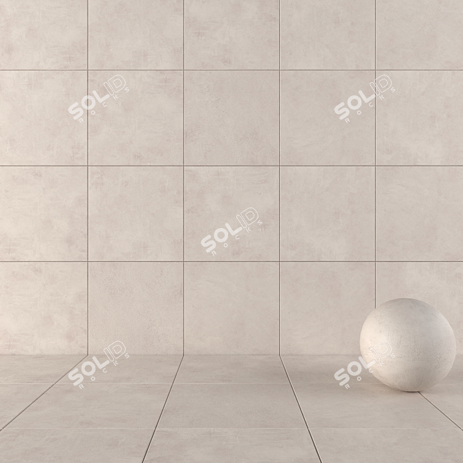 Ares Ivory Concrete Wall Tiles: Modern & Versatile 3D model image 1