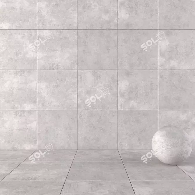 Ares Grey Concrete Wall Tiles: Elegant and Durable 3D model image 1