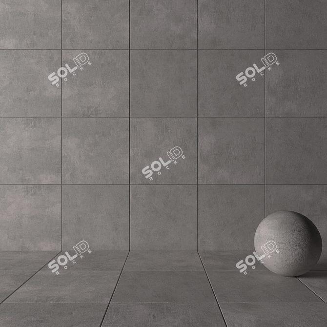 Ares Grey Concrete Wall Tiles: Elegant and Durable 3D model image 3