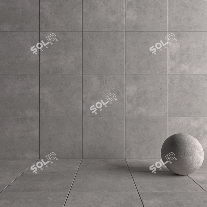 Ares Grey Concrete Wall Tiles: Elegant and Durable 3D model image 4