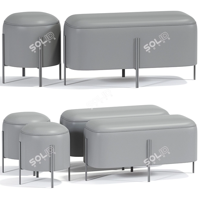Modern Bench Seat Rolf Set 3D model image 2