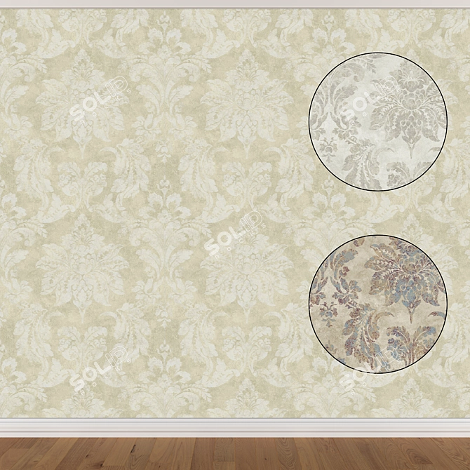 Seamless Wallpaper Set: 3 Colors 3D model image 1