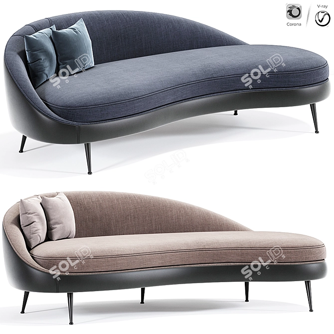 Elegant Sand Curve Sofa 3D model image 1