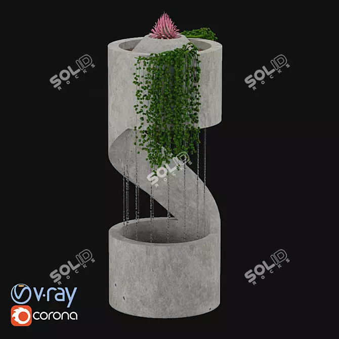 Spline Geometry Interior Fountain 3D model image 1