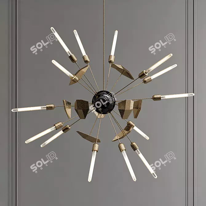 Elegant Brass Pendant Lamp 3D model image 1