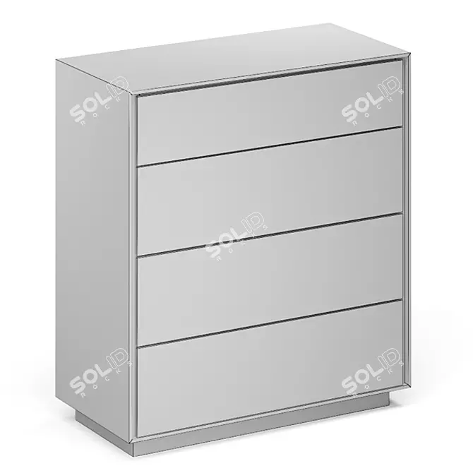 Elegant Walnut & Steel Chest 3D model image 3