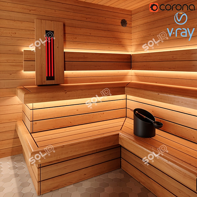 Revitalizing Infrared Sauna for Ultimate Relaxation 3D model image 1