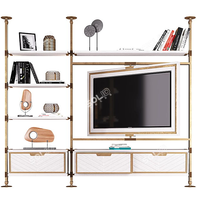 Rotatable Double Sided TV Cabinet 3D model image 2