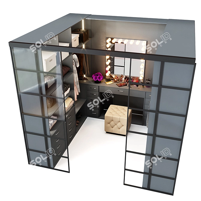 Sleek Modern Wardrobe 3D model image 1