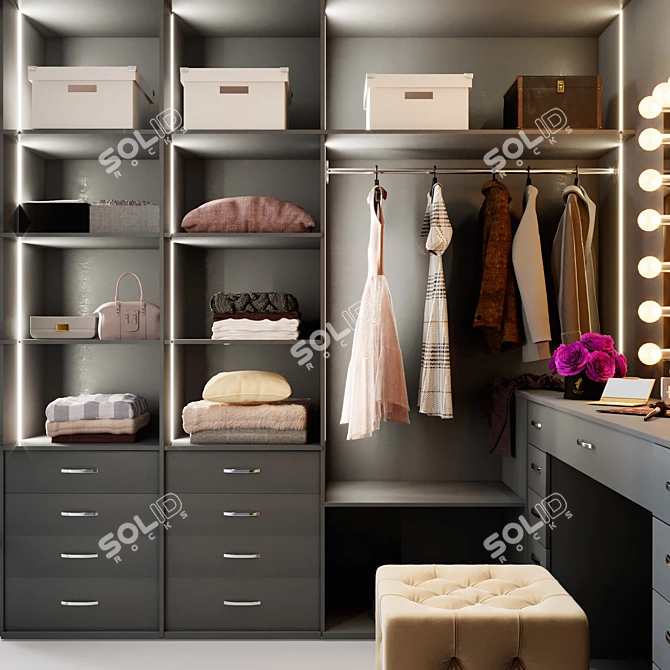 Sleek Modern Wardrobe 3D model image 3