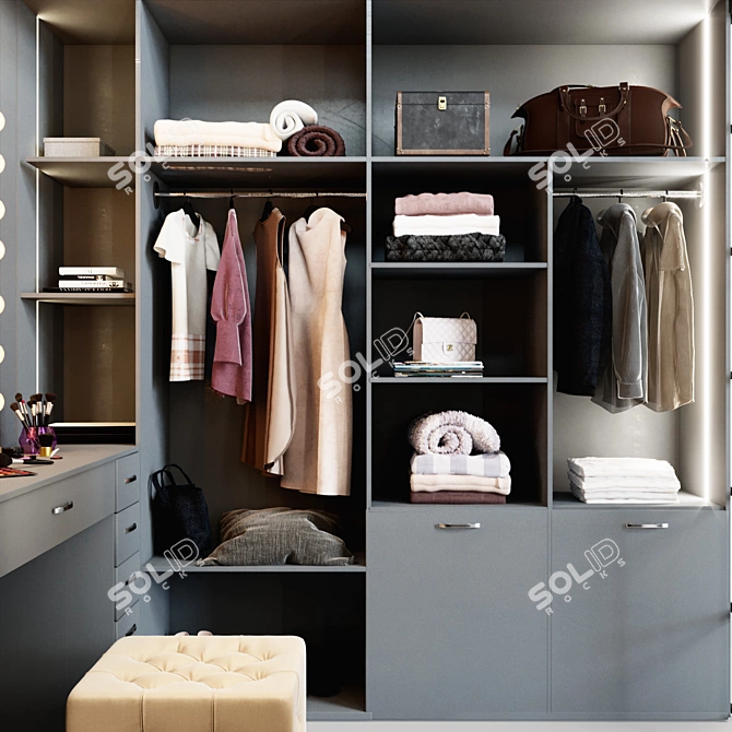 Sleek Modern Wardrobe 3D model image 4