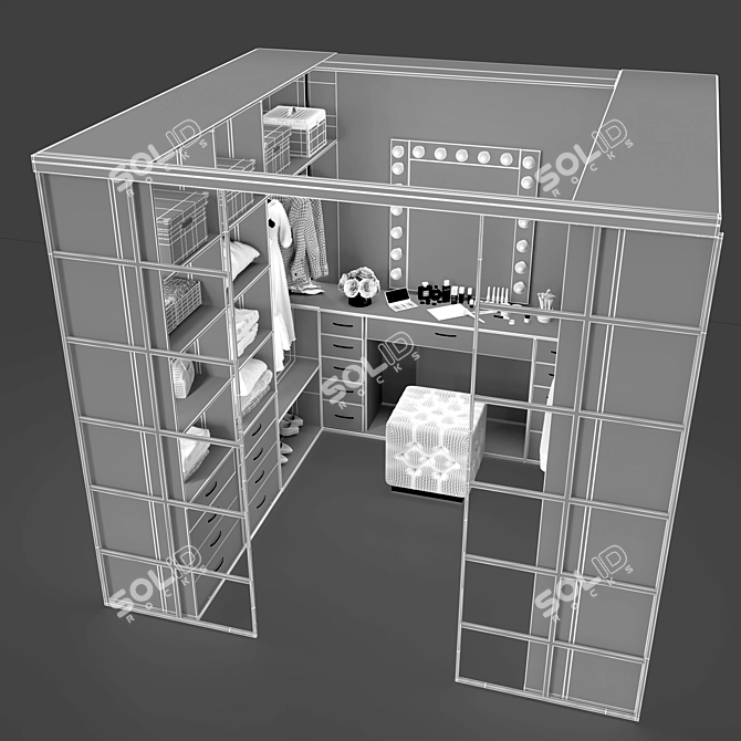 Sleek Modern Wardrobe 3D model image 5