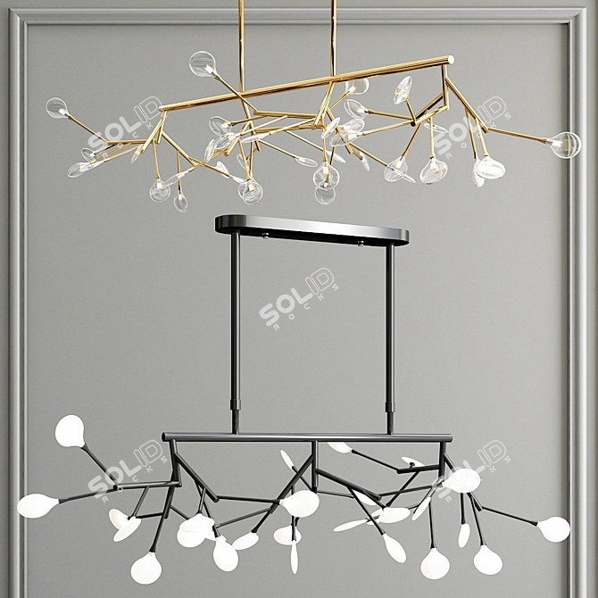 Golden Branch Chandelier 3D model image 1