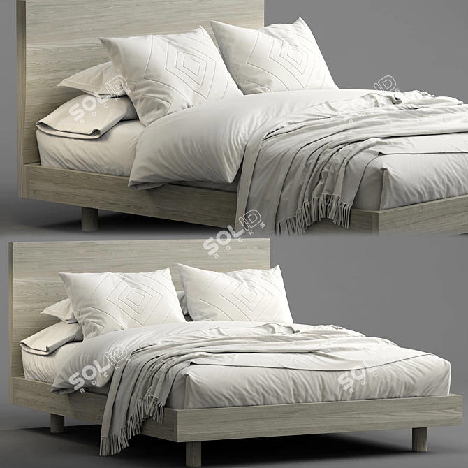 Sleek and Modern Cayman Platform Bed 3D model image 1