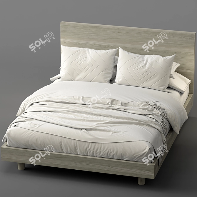 Sleek and Modern Cayman Platform Bed 3D model image 2