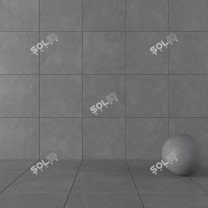 Concrete Wall Tiles: Cumulus Anthracite+Texture Set 3D model image 1