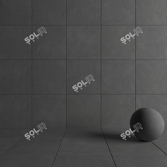 Concrete Wall Tiles: Cumulus Anthracite+Texture Set 3D model image 4