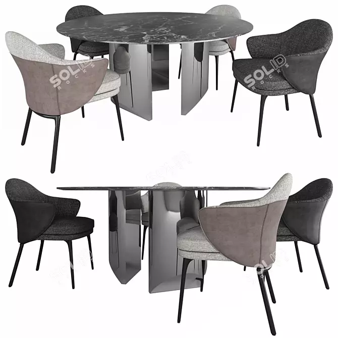 Elegant Angie Chair & Wedge Table 3D model image 1