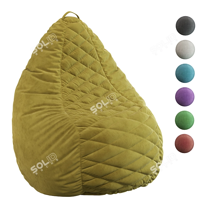 Velvet Yellow Spain Bean Bag XXL 3D model image 1