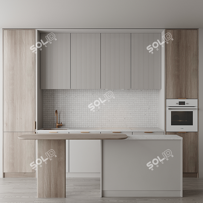 Modern Kitchen Set with Bosch Appliances 3D model image 1