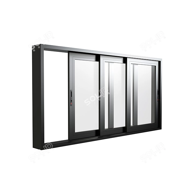 Aluminum Sliding Triple Door & Window - Modern and Spacious 3D model image 2