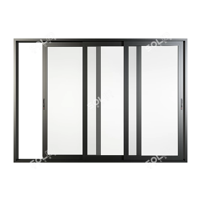 Aluminum Sliding Triple Door & Window - Modern and Spacious 3D model image 4