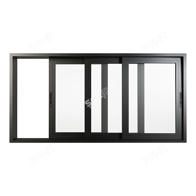 Aluminum Sliding Triple Door & Window - Modern and Spacious 3D model image 5