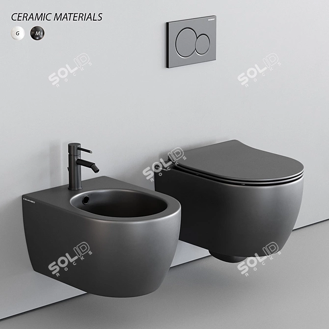 Elegant Moon Wall-Hung WC 3D model image 1