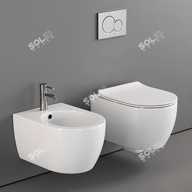 Elegant Moon Wall-Hung WC 3D model image 2