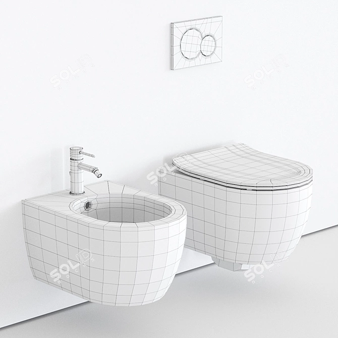 Elegant Moon Wall-Hung WC 3D model image 5