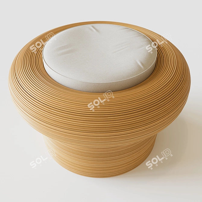 Riviera Rattan Stool: Handcrafted Elegance 3D model image 1