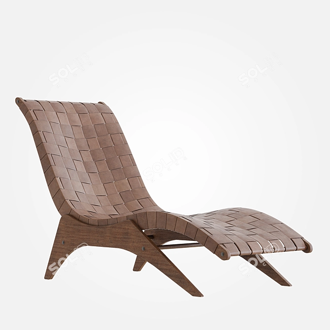 Sleek Leather Lounge Chair 3D model image 1