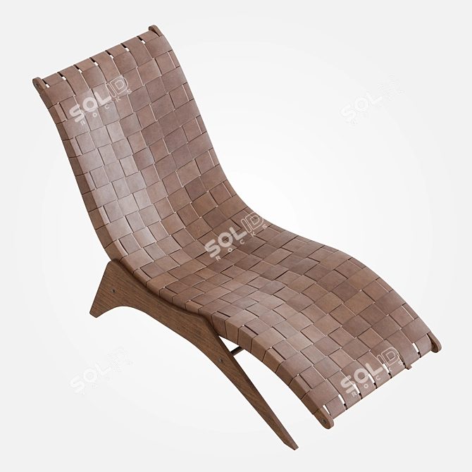 Sleek Leather Lounge Chair 3D model image 2