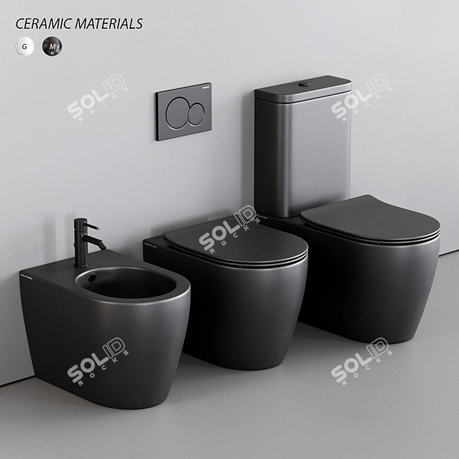 Moon Close Coupled Ceramic Toilet 3D model image 1